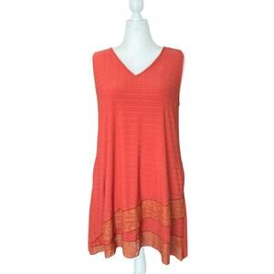 Yak & Yeti Orange Sleeveless Jersey Swing Dress Women's Size XL Boho Cottage